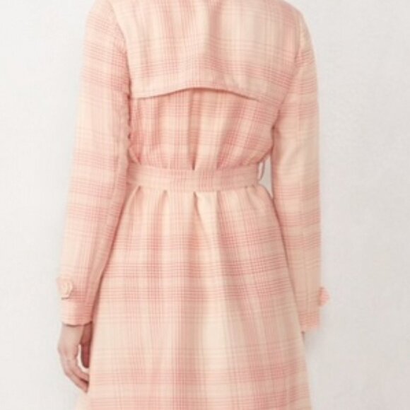 LAUREN CONRAD LC Very Berry Plaid Trench Coat Medium - Picture 12 of 17